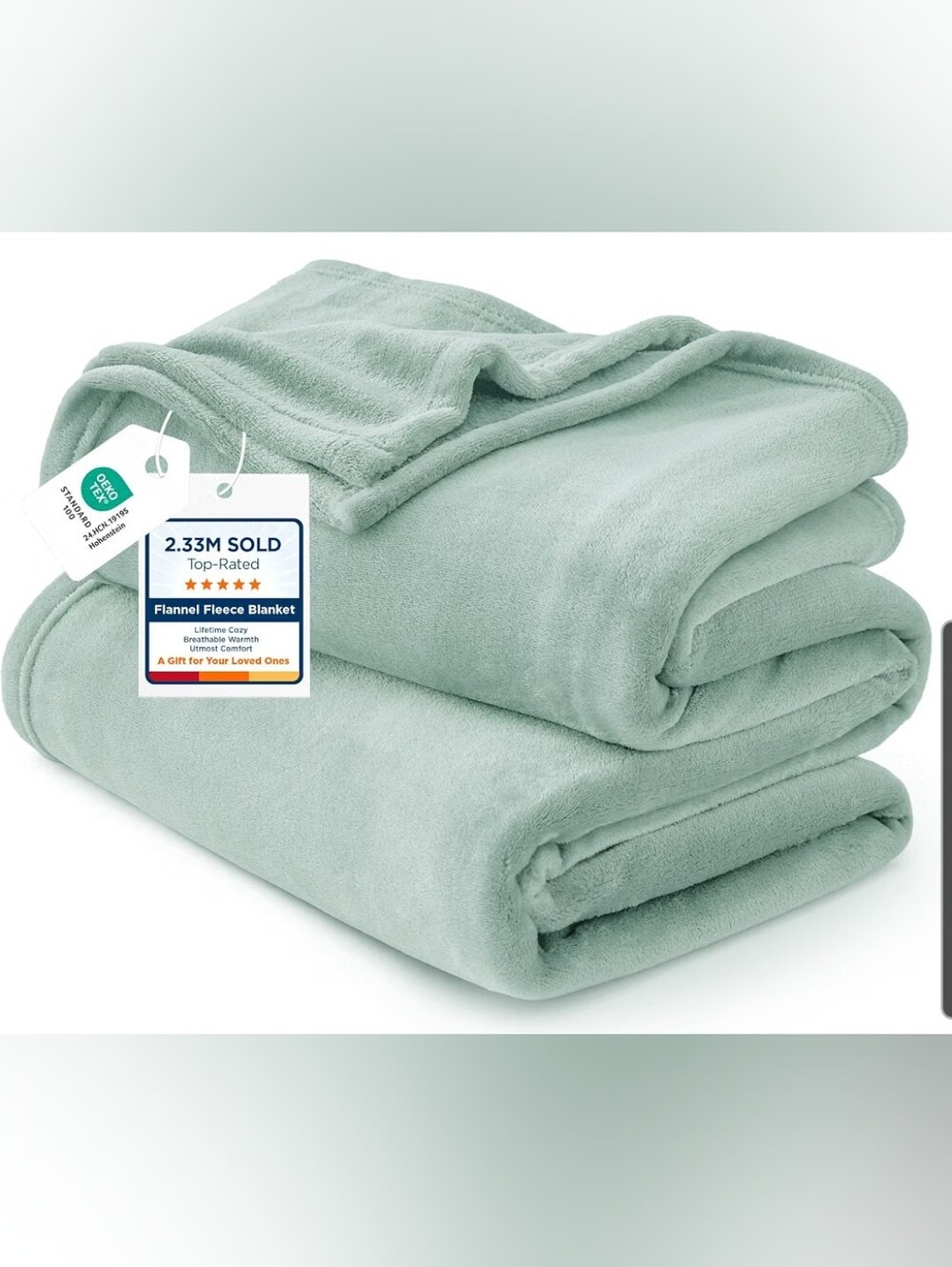 Plush Mint Green Flannel Lightweight Fleece Blanket - 50 X 60 Throe
